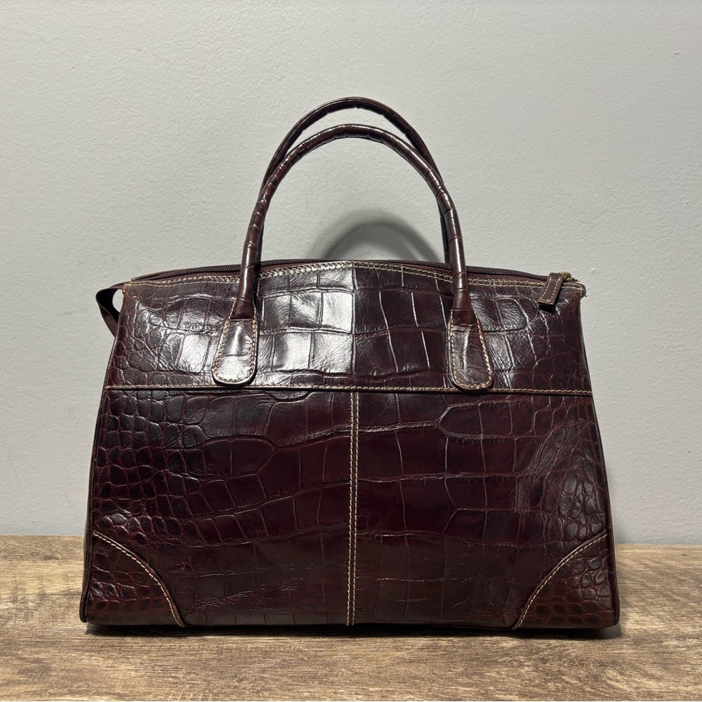 Michael Rome Croc Embossed Leather Satchel - Picture 6 of 11